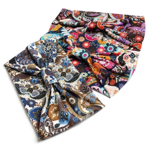 Boho Paisley Print Knot Wide headband Set